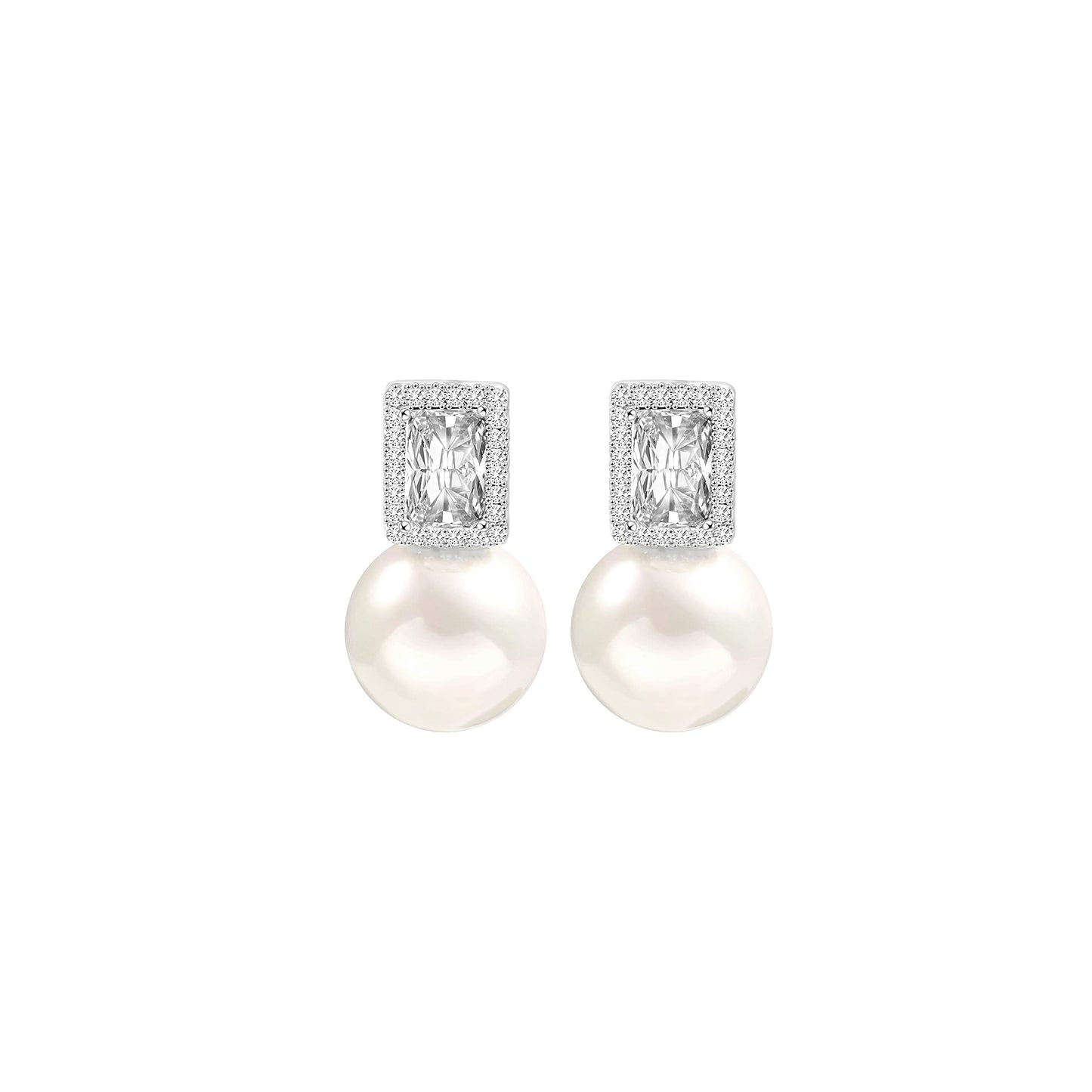 Pearl Earrings for Women 925 Sterling Silver Dangle Drop Pearl Earrings Jewelry 8mm Pearl Drop Earrings for Women Girls Gift
