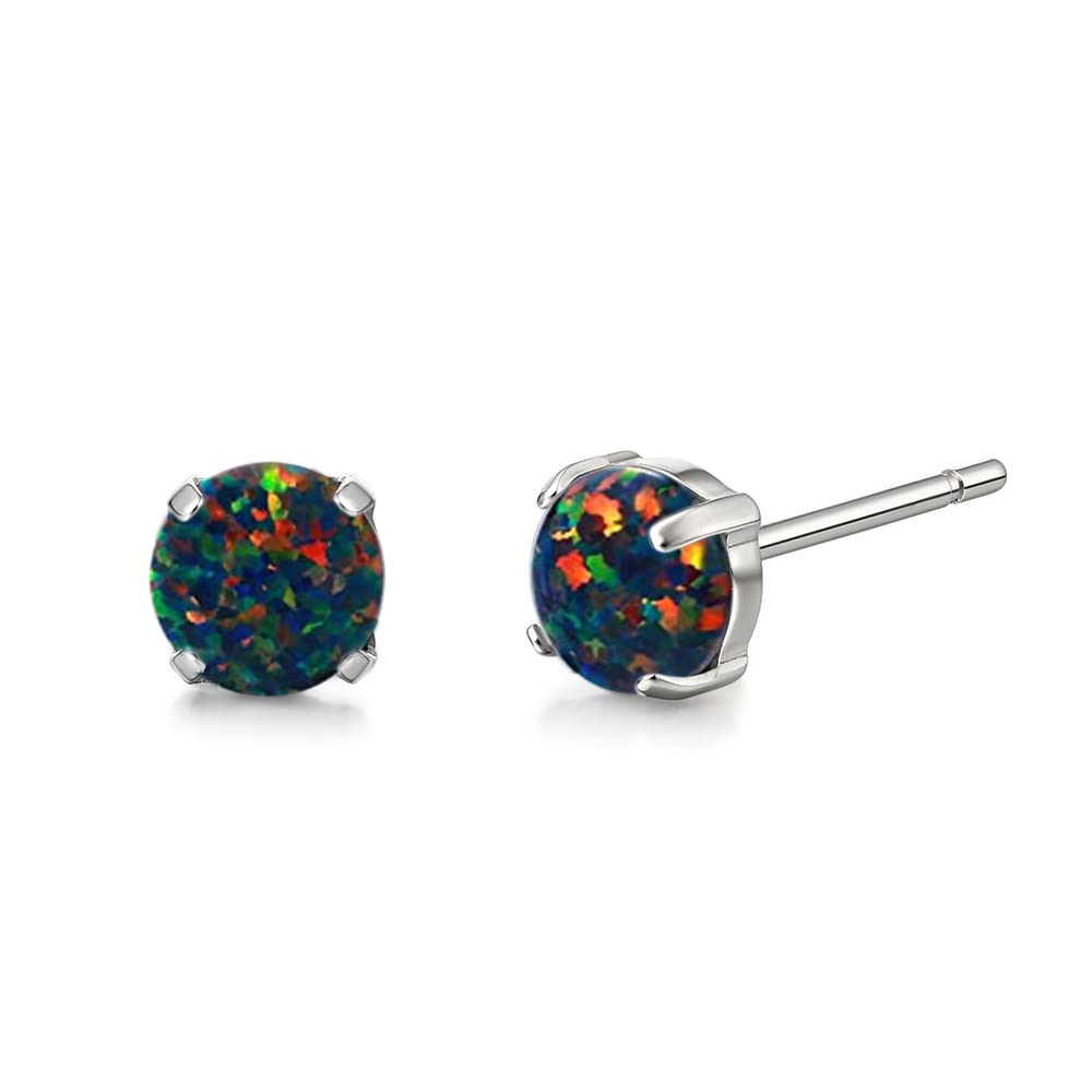 Opal/Moonstone Cat's Eye Blue Turquoise Stud Earrings Pure Titanium Hypoallergenic Earrings Stud Earrings Implant Grade Delicate Jewelry For Sensitive Ears
