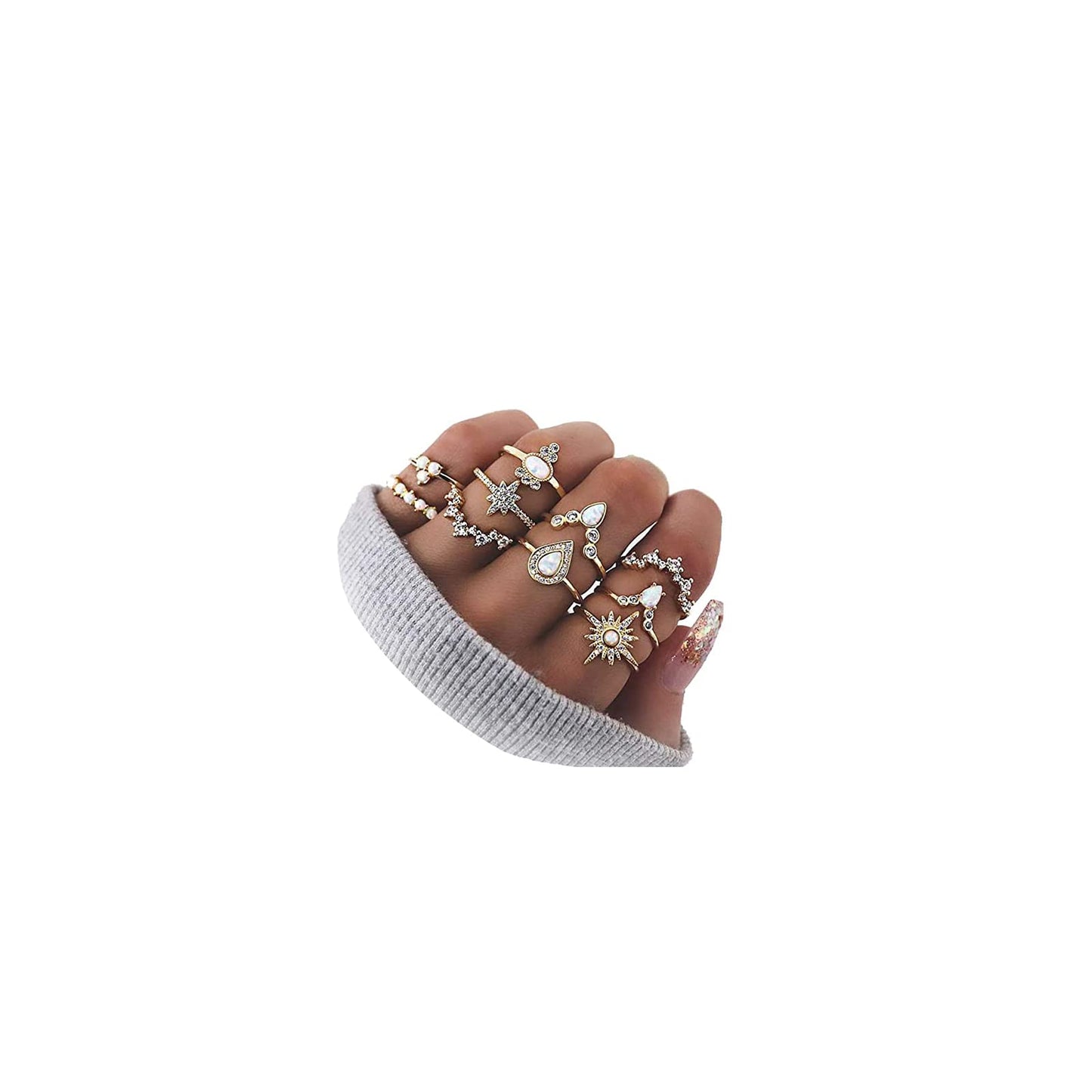 JSJOY Gold Stacking Rings for Women Butterfly Knuckle Rings Snake Rings Moon Star Rings Heart Stacking Rings for Girls