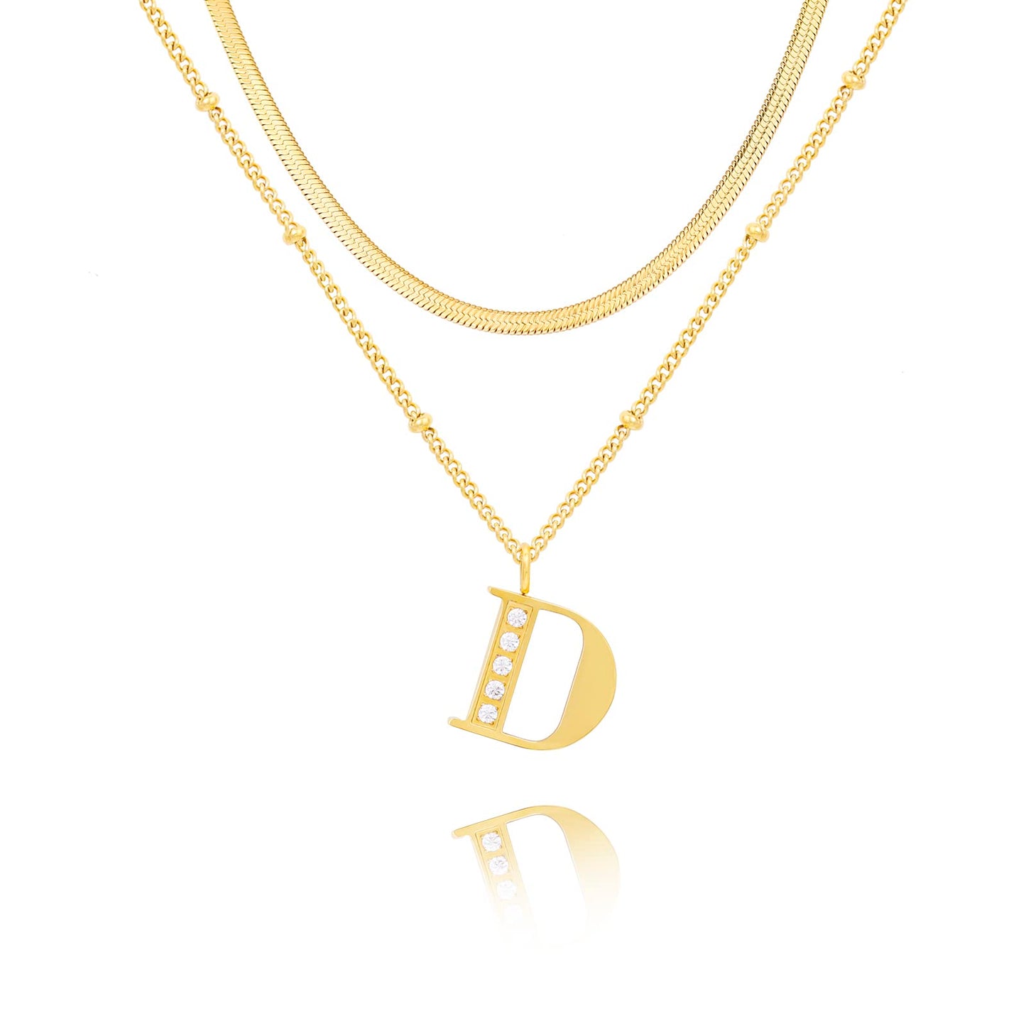 Dainty Gold Initial Necklaces For Women Trendy 14K Gold Chain Layered For Women With Initial Pendant Necklace Personalized Diamond Letter Necklace Jewelry For Women gift