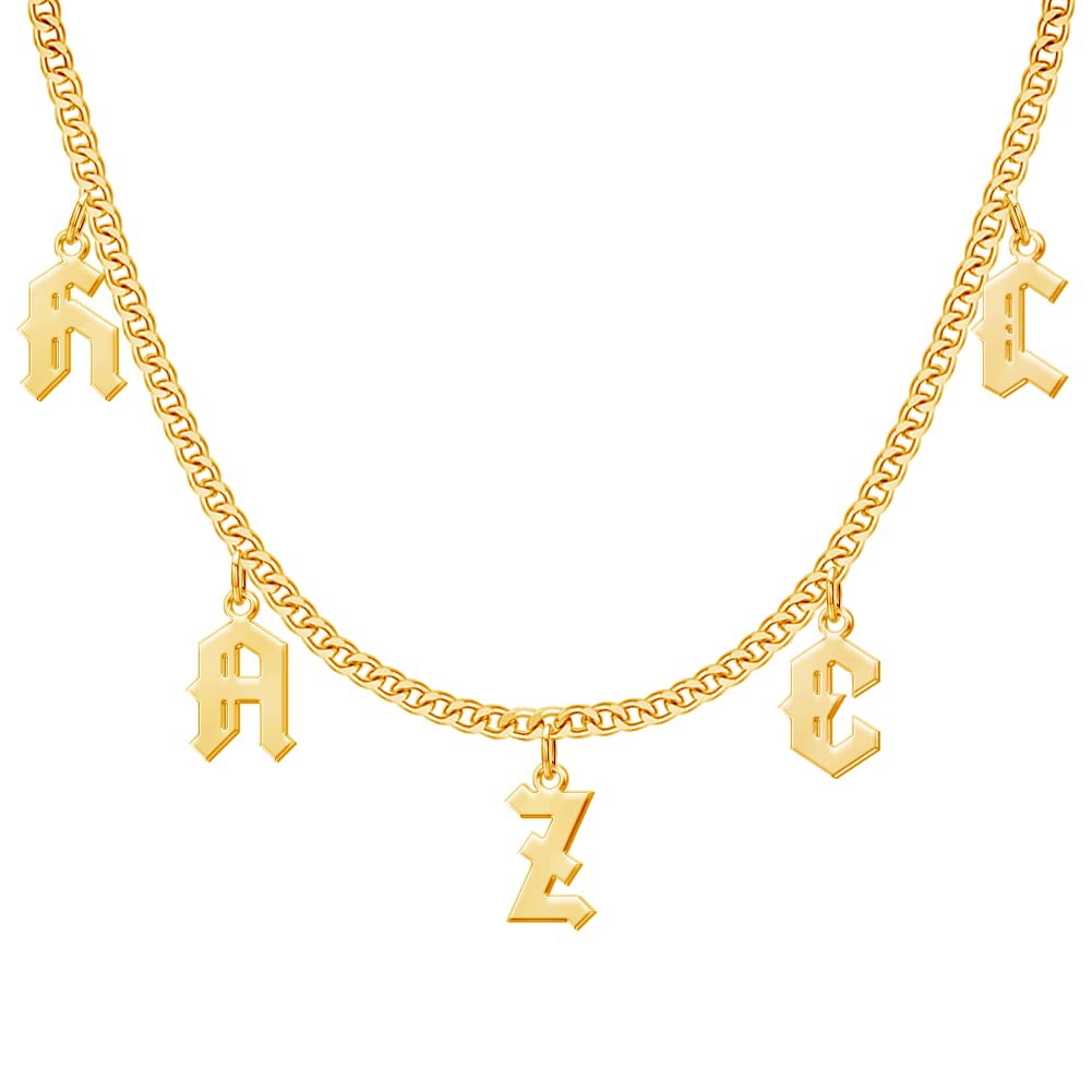 JSJOY Custom Initial Necklace, Personalized Name Necklaces for Women 14K Gold Plated Letter Necklace Name Necklace Mama Necklace | Graduation Gifts Birthday Gifts for Women Girl
