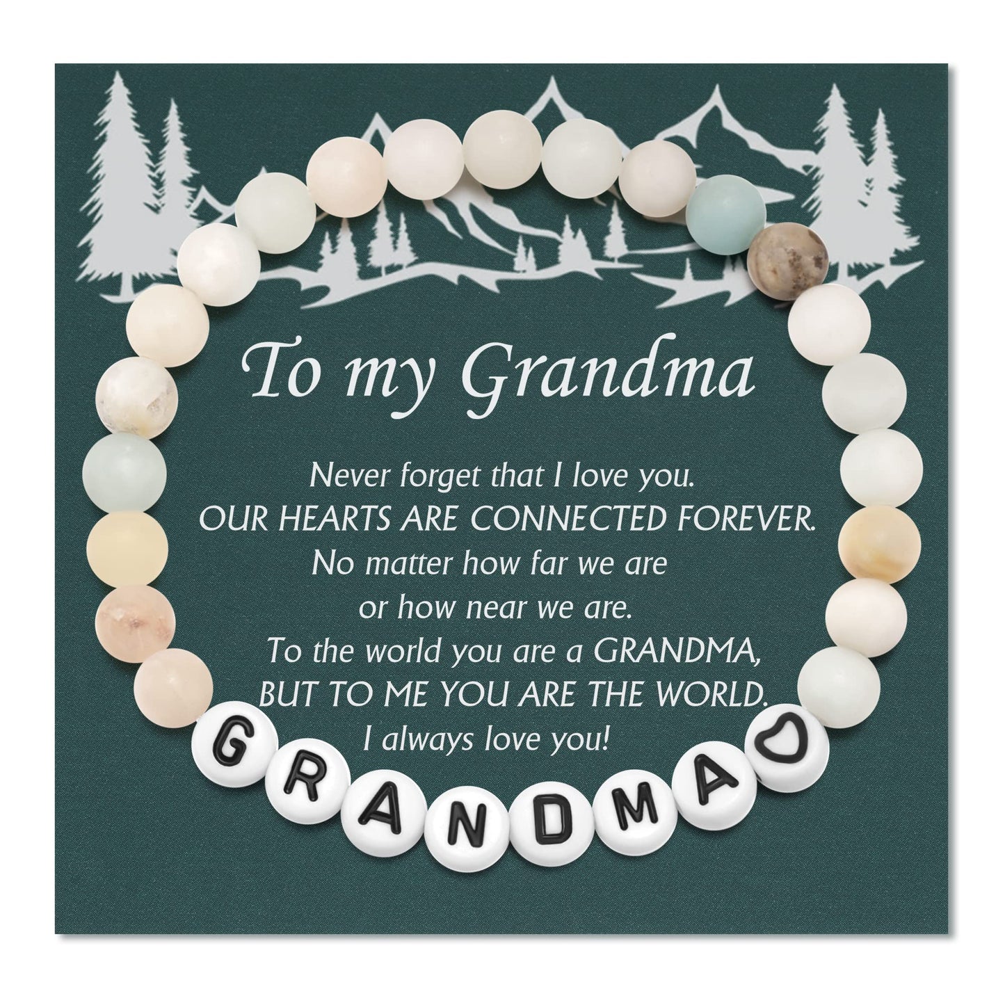 Letter Natural Stone Bracelet Christmas Birthday Valentine Mother's Day Gifts for Women Girls Men