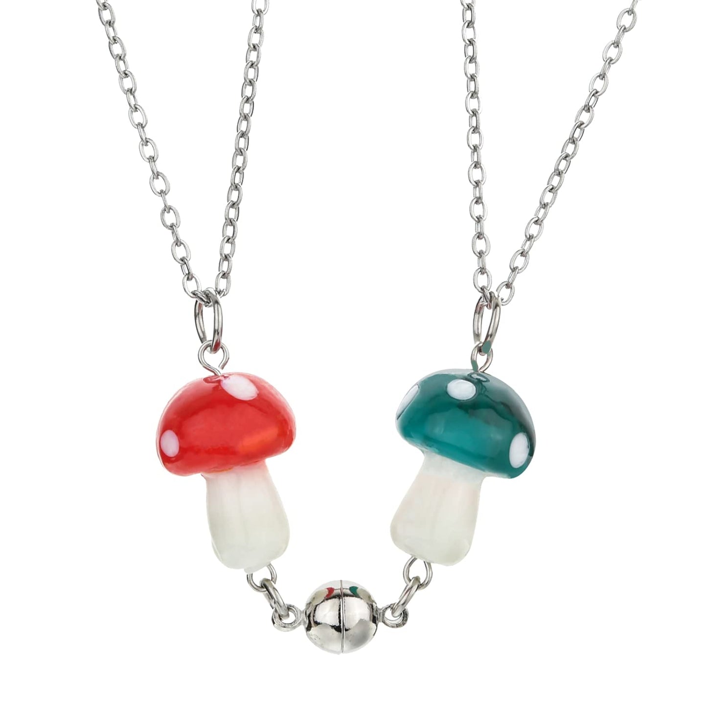 JSJOY Magnetic Mushroom Necklaces Cute Friendship Birthday Gifts for Women Teen Girls BFF Jewlery for Best Friends Bestie Sister