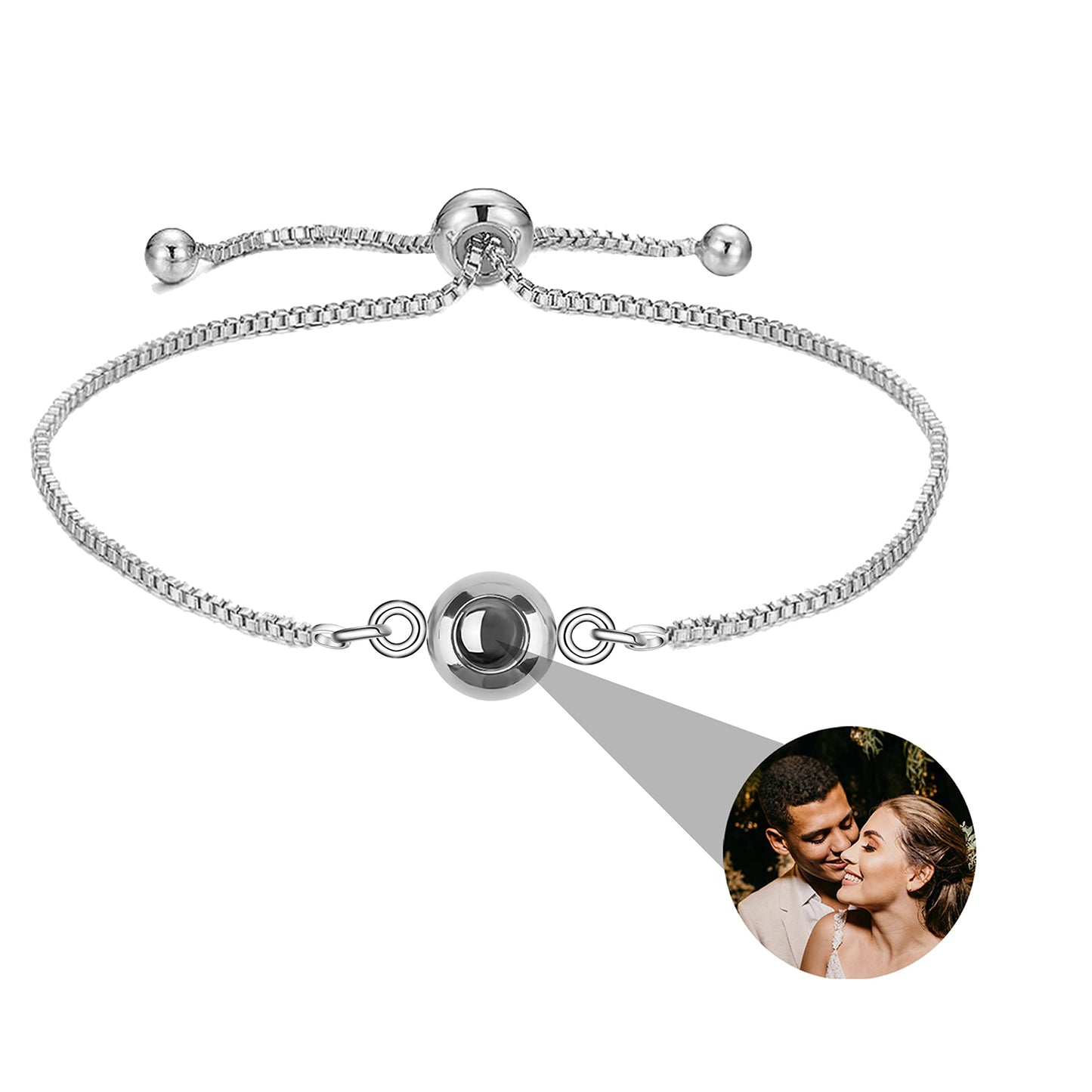 Custom Photo Bracelet Personalized Photo Projection Bracelet Circle Photo Bracelets with Picture Inside for Women Men Couple Best Friend gife
