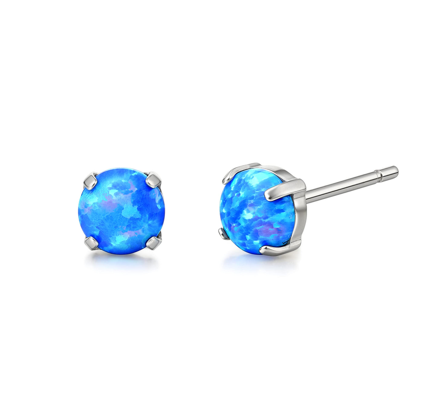 Opal/Moonstone Cat's Eye Blue Turquoise Stud Earrings Pure Titanium Hypoallergenic Earrings Stud Earrings Implant Grade Delicate Jewelry For Sensitive Ears