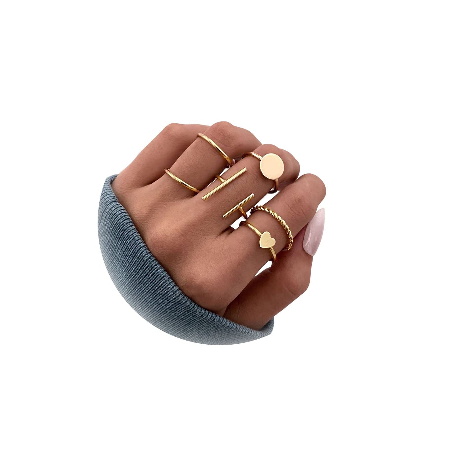 JSJOY Gold Stacking Rings for Women Butterfly Knuckle Rings Snake Rings Moon Star Rings Heart Stacking Rings for Girls