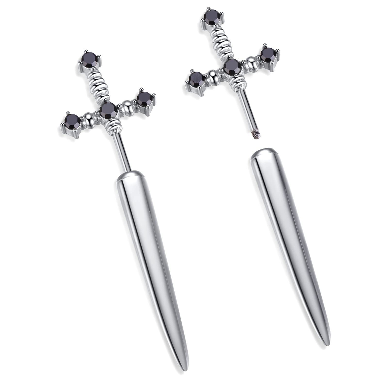 Goth Sword Earring in Silver