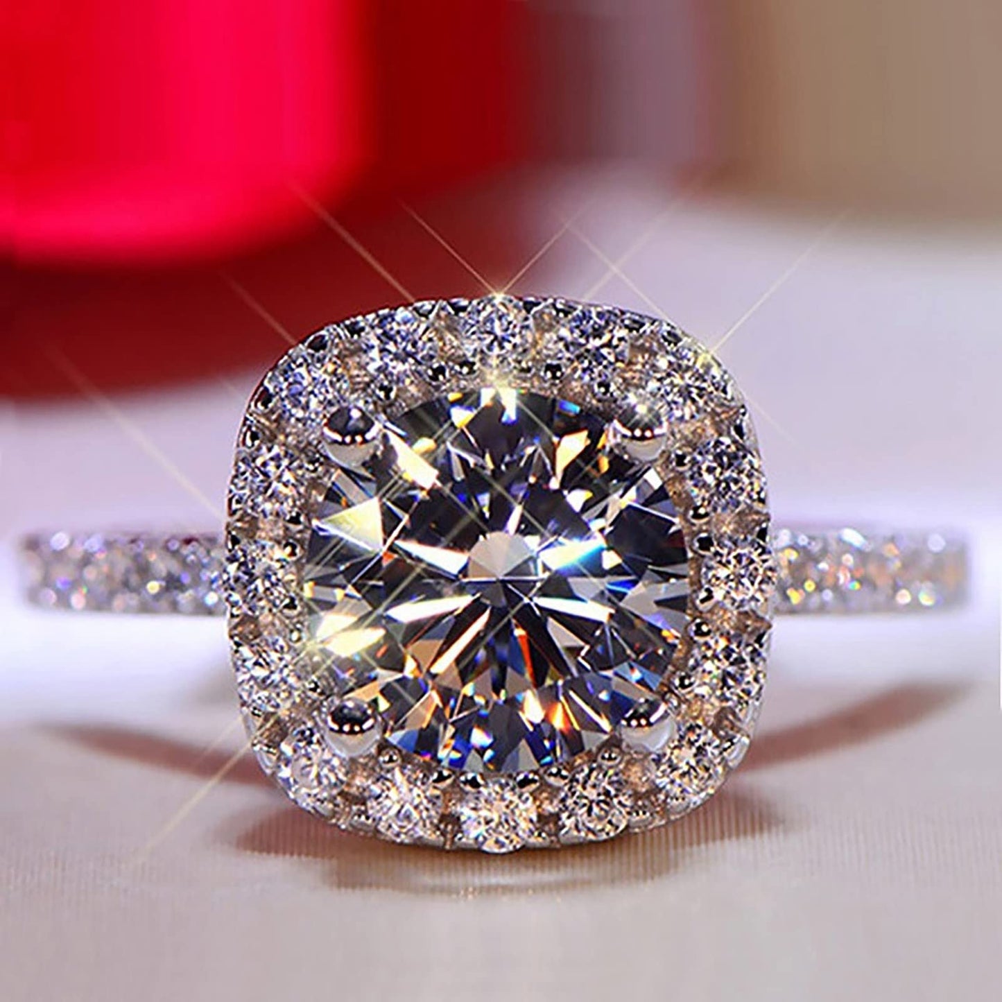 JSJOY Women Full Diamond Ring Fashion Exquisite Full Diamond Ring for Women Engagement Ring Jewelry Gifts Women Full Diamond Ring