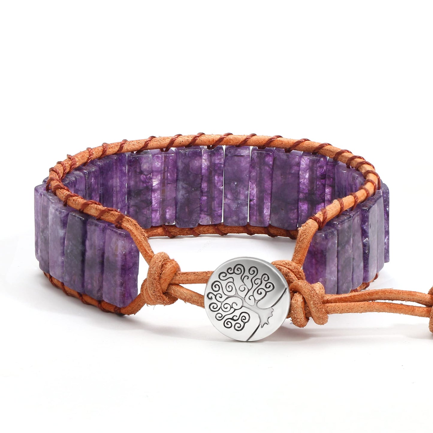 JSJOY Natural stone bracelet for Women,Handmade Healing Crystal Jasper Beads Bracelet with Tree of Life Button Women Jewelry Gifts