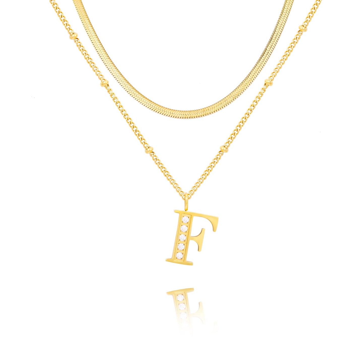 Dainty Gold Initial Necklaces For Women Trendy 14K Gold Chain Layered For Women With Initial Pendant Necklace Personalized Diamond Letter Necklace Jewelry For Women gift