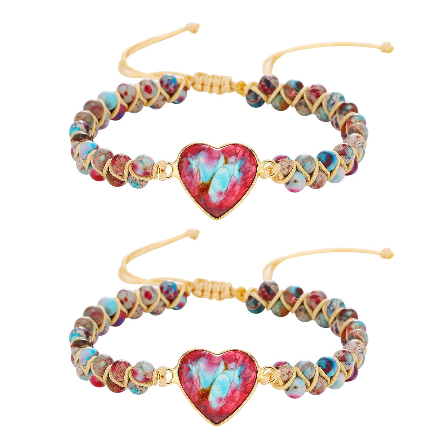 To My Granddaughter Bracelet Jasper Heart Bracelet for Granddaughter form Grandma Grandpa Love You Forever Bracelet Handmade Adjustable Double Winding Braided Classic Natural Gift for Granddaughter Bracelet Jewelry