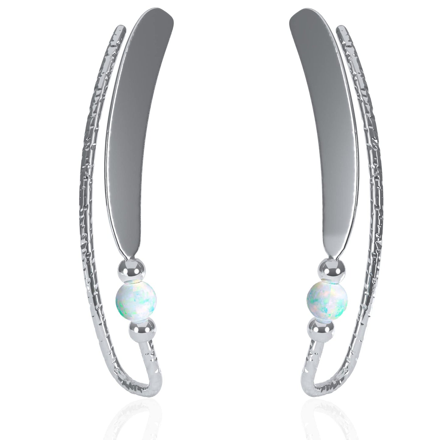 JSJOY Earrings Sterling Silver Ear Climbers Long Curved Bar Studs Ear crawlers,Ear Jackets