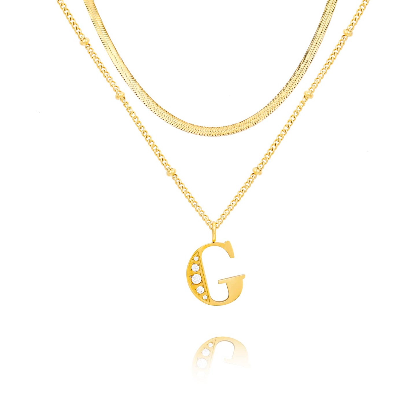 Dainty Gold Initial Necklaces For Women Trendy 14K Gold Chain Layered For Women With Initial Pendant Necklace Personalized Diamond Letter Necklace Jewelry For Women gift