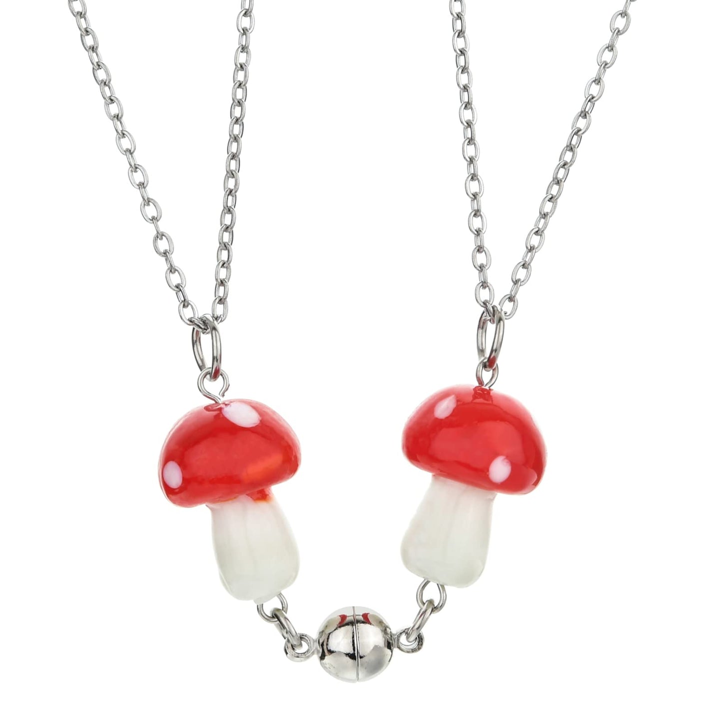 JSJOY Magnetic Mushroom Necklaces Cute Friendship Birthday Gifts for Women Teen Girls BFF Jewlery for Best Friends Bestie Sister