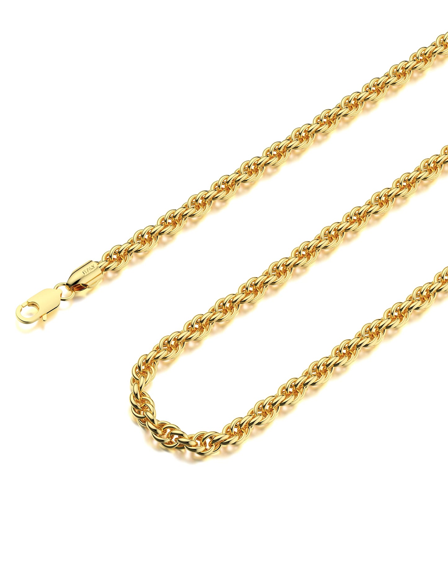 JSJOY 925 Sterling Silver Necklace Rope Chain Lobster Clasp 2/2.5/3/4/5mm Gold/Silver Chain for Men Women Silver Necklace Chain 16-30 Inches
