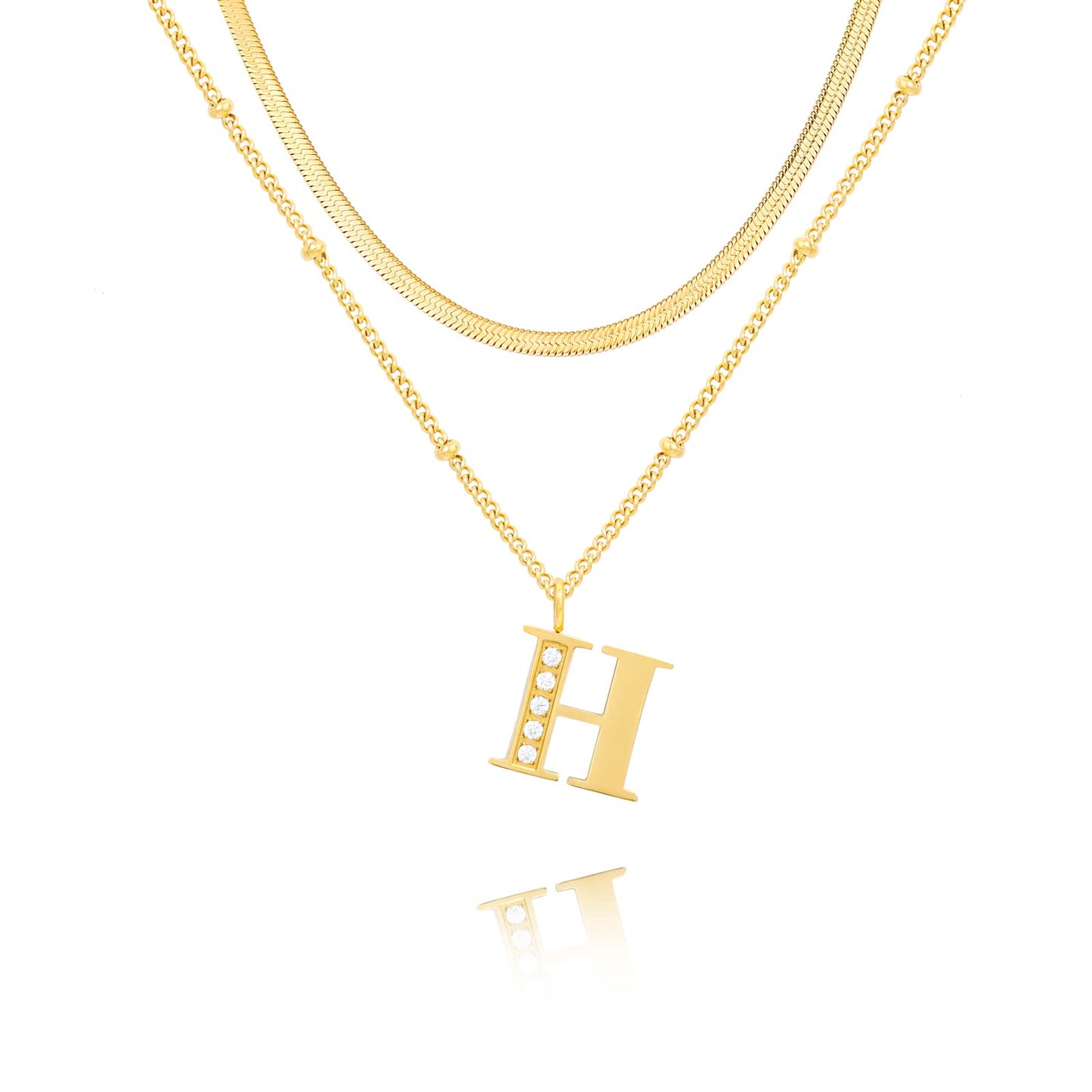 Dainty Gold Initial Necklaces For Women Trendy 14K Gold Chain Layered For Women With Initial Pendant Necklace Personalized Diamond Letter Necklace Jewelry For Women gift