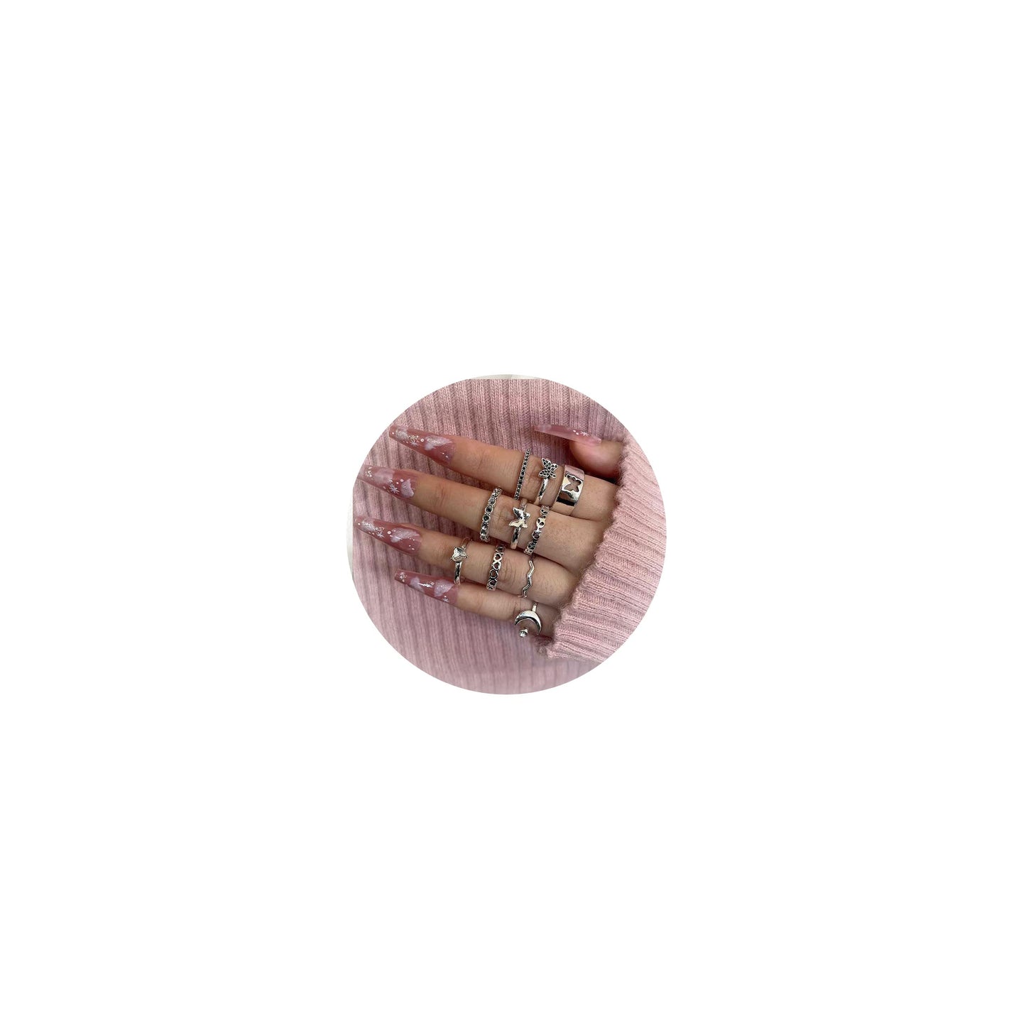 JSJOY Gold Stacking Rings for Women Butterfly Knuckle Rings Snake Rings Moon Star Rings Heart Stacking Rings for Girls