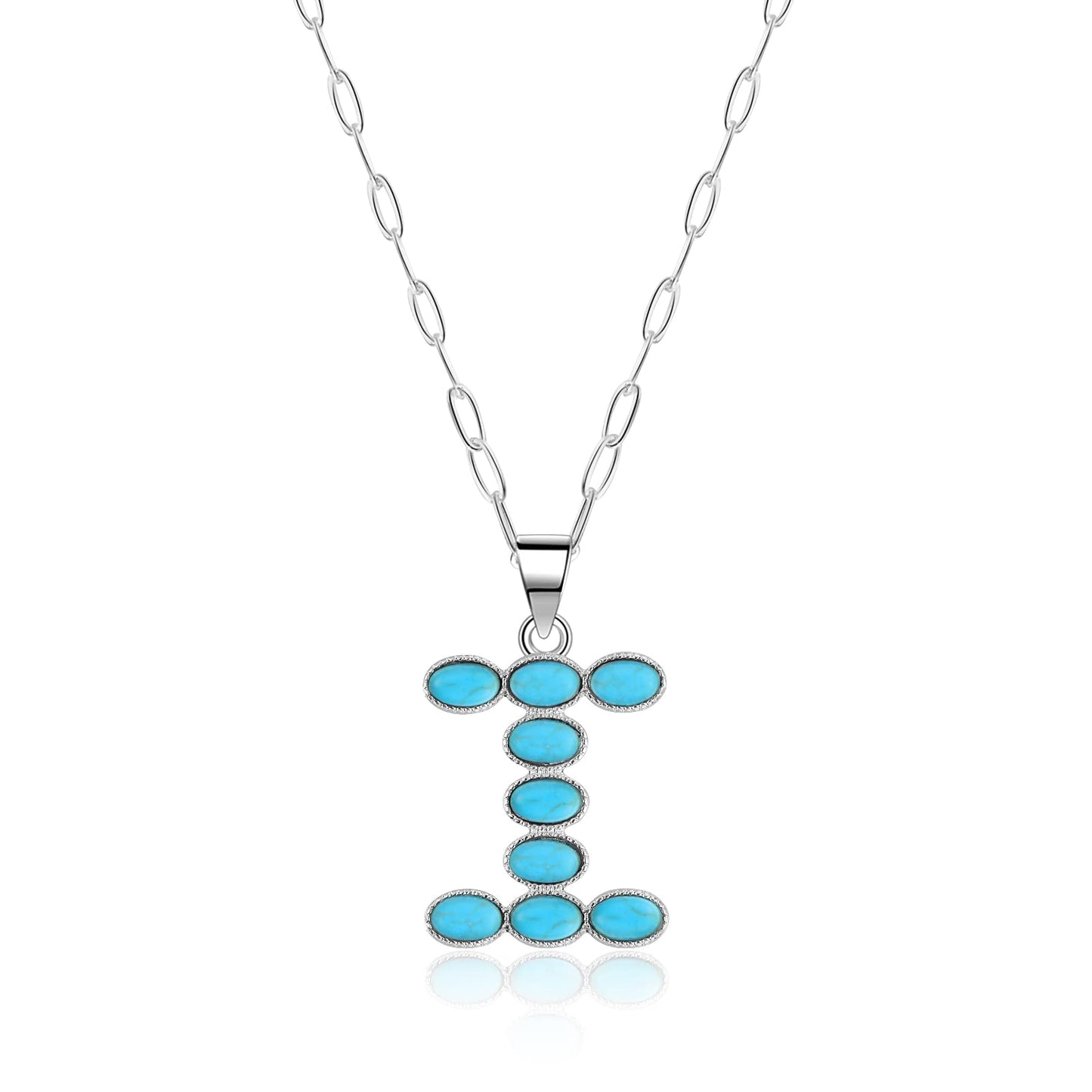 Western Turquoise Initial Necklace Letter Cowgirl Bohemian A-Z Hippie Boho Turquoise Stones Pendant Necklace for Women Girls Valentine's Day Gift