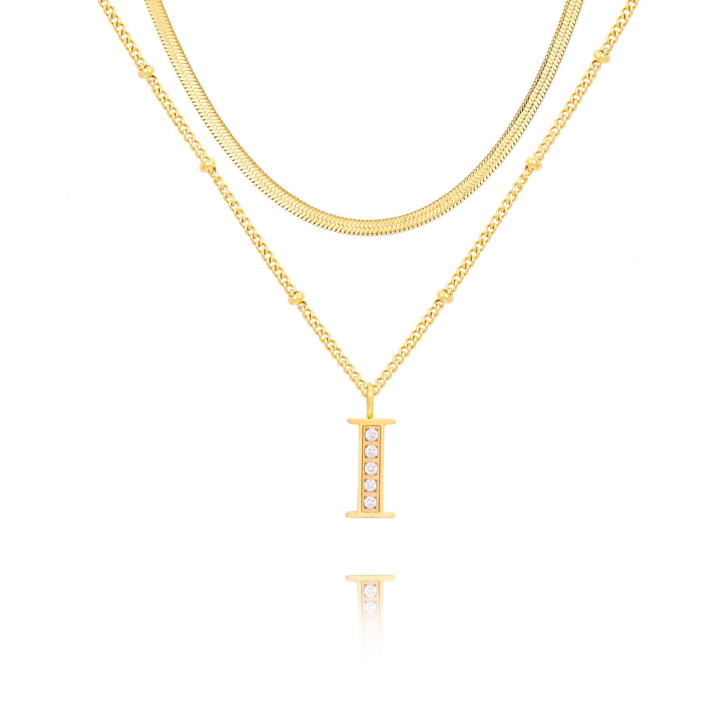Dainty Gold Initial Necklaces For Women Trendy 14K Gold Chain Layered For Women With Initial Pendant Necklace Personalized Diamond Letter Necklace Jewelry For Women gift