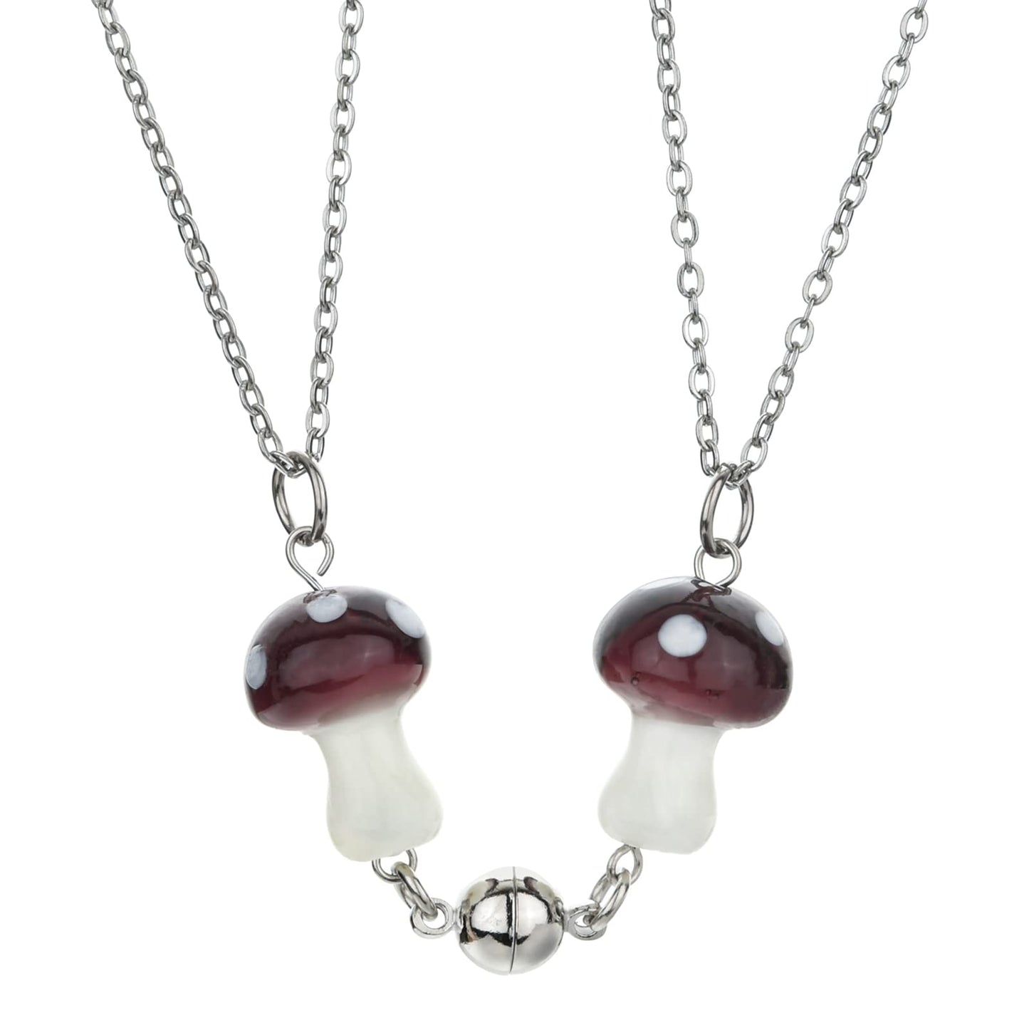 JSJOY Magnetic Mushroom Necklaces Cute Friendship Birthday Gifts for Women Teen Girls BFF Jewlery for Best Friends Bestie Sister