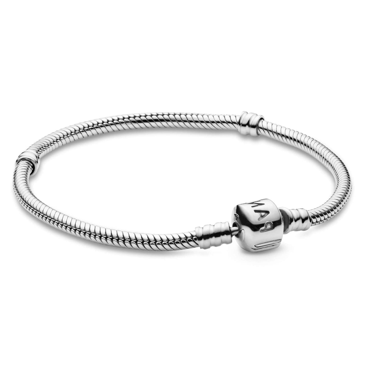 Round silver bracelet Heart Clasp Snake Chain Silver for Women 6.6/9 Inches