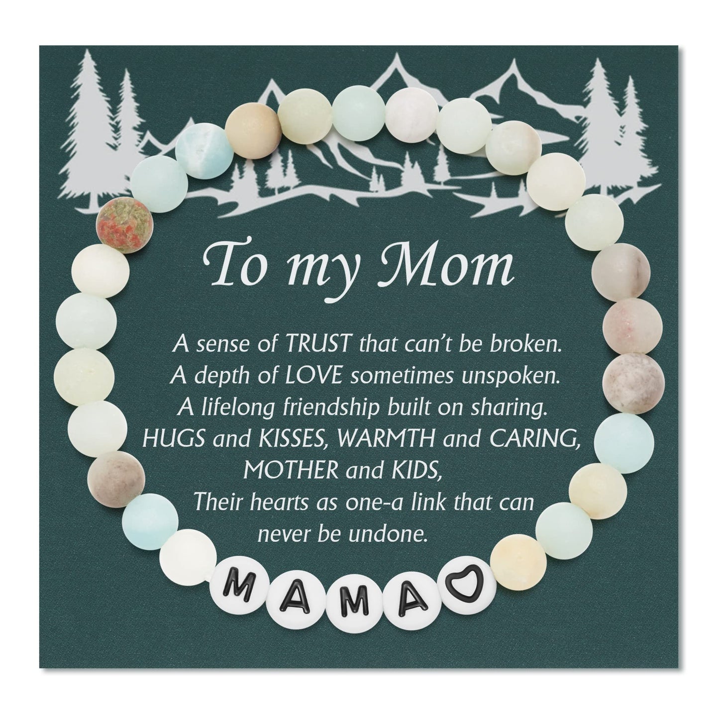 Letter Natural Stone Bracelet Christmas Birthday Valentine Mother's Day Gifts for Women Girls Men