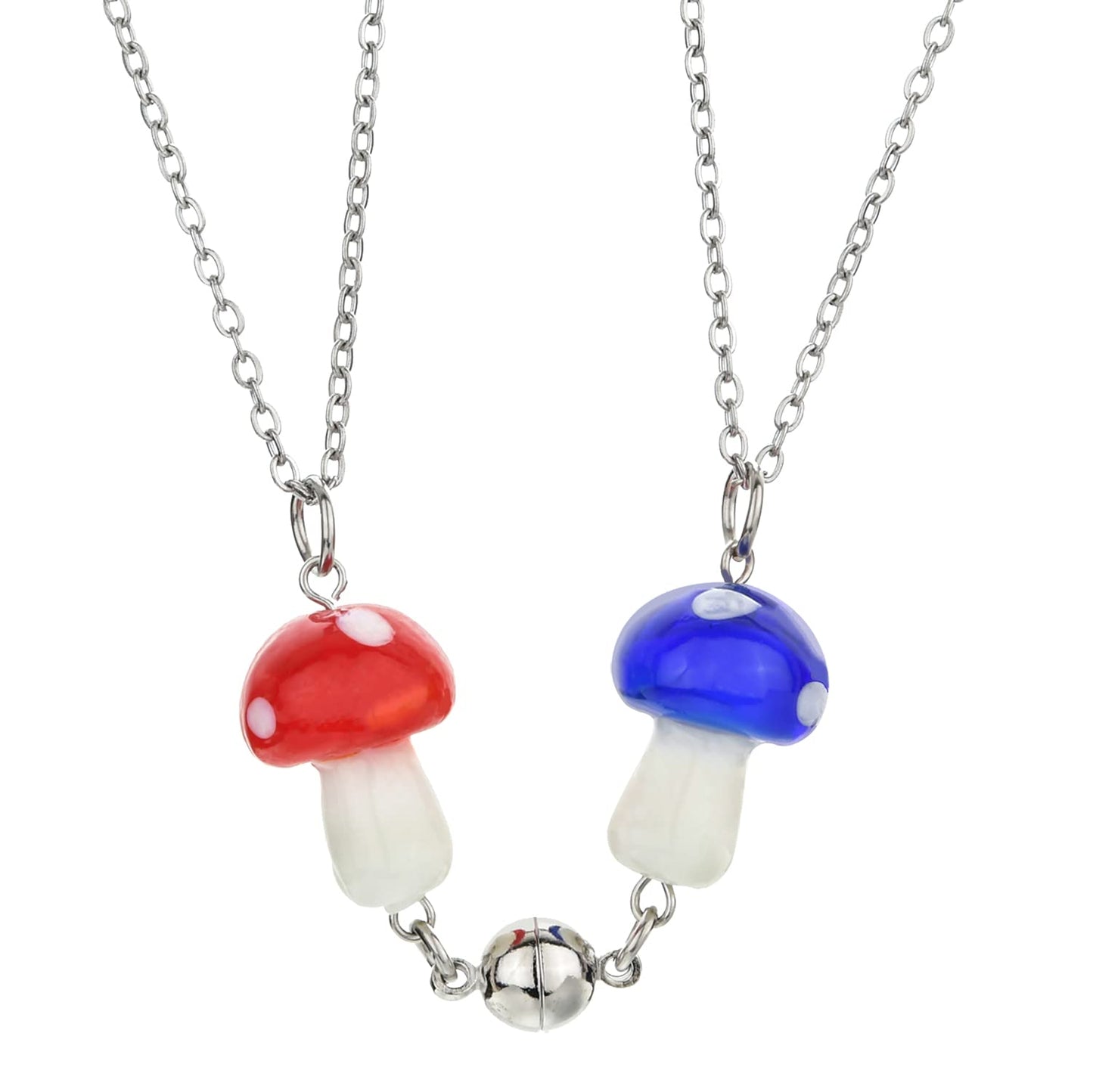 JSJOY Magnetic Mushroom Necklaces Cute Friendship Birthday Gifts for Women Teen Girls BFF Jewlery for Best Friends Bestie Sister