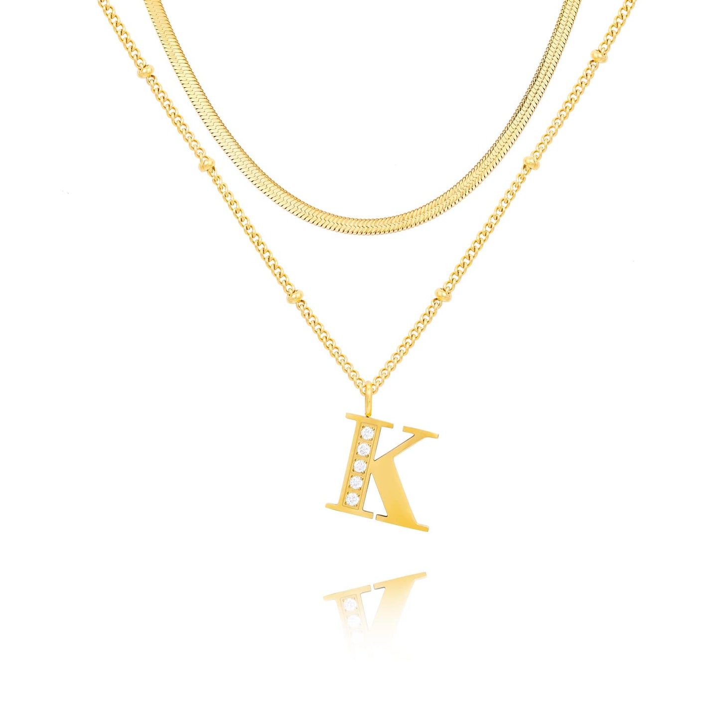 Dainty Gold Initial Necklaces For Women Trendy 14K Gold Chain Layered For Women With Initial Pendant Necklace Personalized Diamond Letter Necklace Jewelry For Women gift