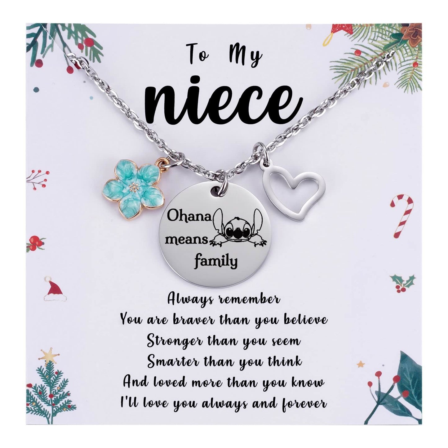 Metal pendantStitch Gift You are My Sunshine Necklace&Greeting Card Stitch Jewelry Stuff Birthday for Little Girls Niece Daughter Granddaughter
