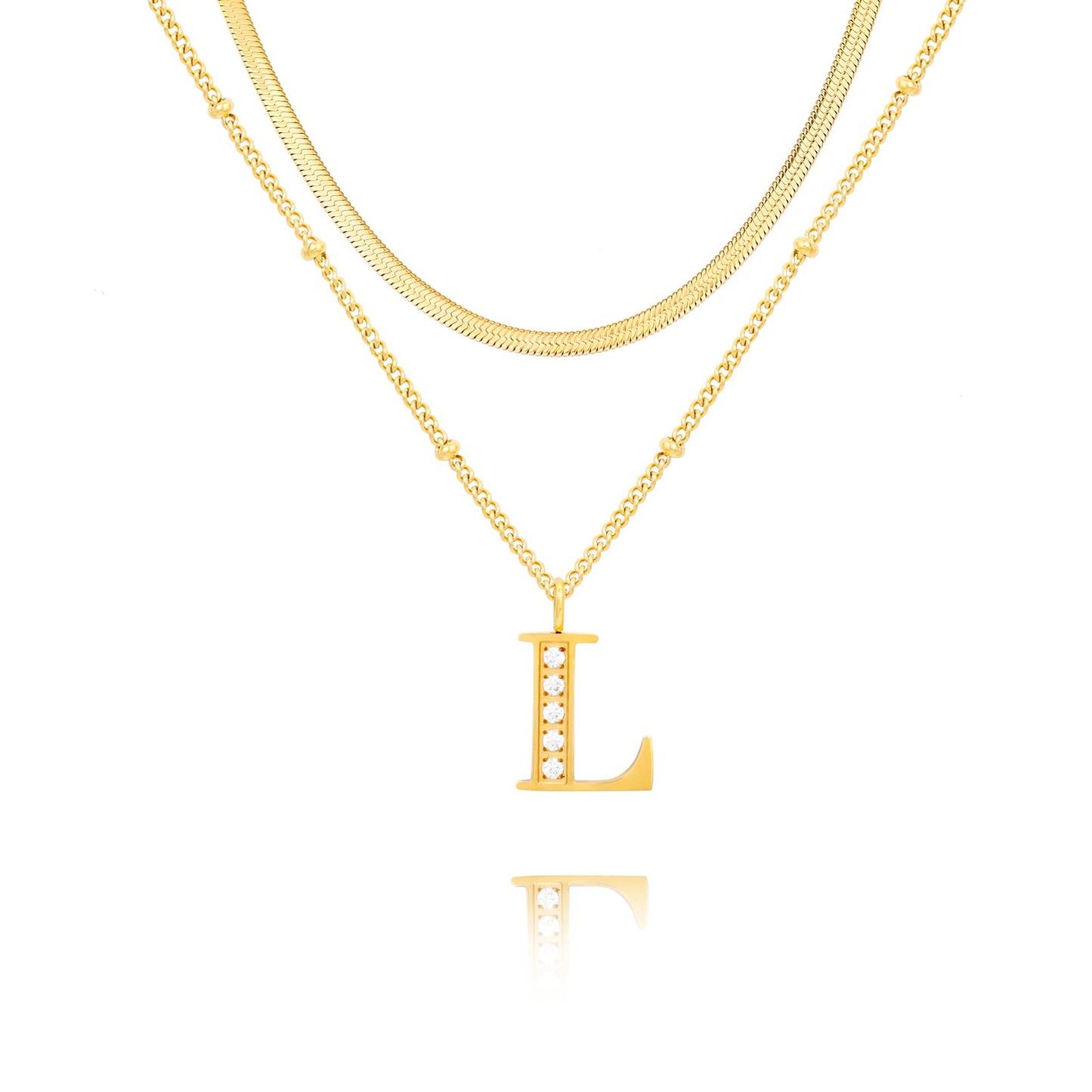 Dainty Gold Initial Necklaces For Women Trendy 14K Gold Chain Layered For Women With Initial Pendant Necklace Personalized Diamond Letter Necklace Jewelry For Women gift
