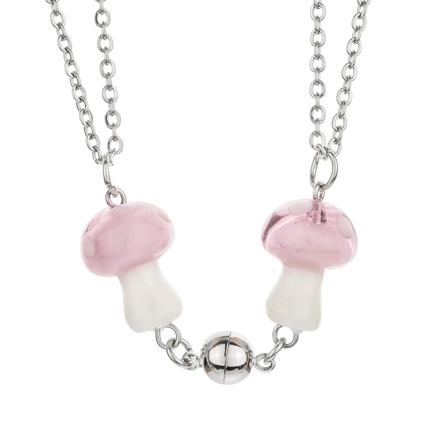 JSJOY Magnetic Mushroom Necklaces Cute Friendship Birthday Gifts for Women Teen Girls BFF Jewlery for Best Friends Bestie Sister