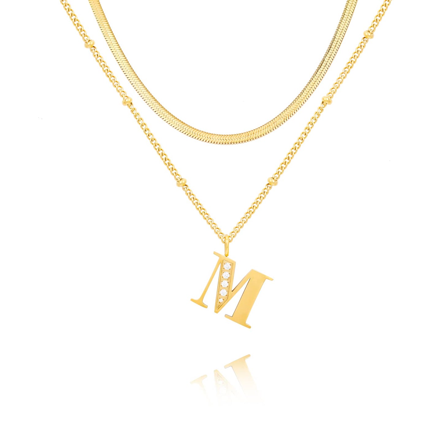 Dainty Gold Initial Necklaces For Women Trendy 14K Gold Chain Layered For Women With Initial Pendant Necklace Personalized Diamond Letter Necklace Jewelry For Women gift