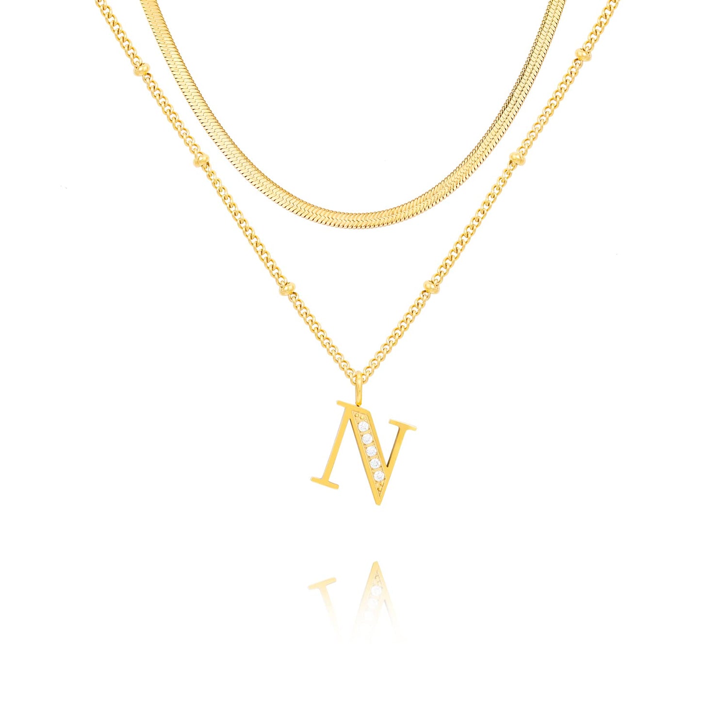 Dainty Gold Initial Necklaces For Women Trendy 14K Gold Chain Layered For Women With Initial Pendant Necklace Personalized Diamond Letter Necklace Jewelry For Women gift