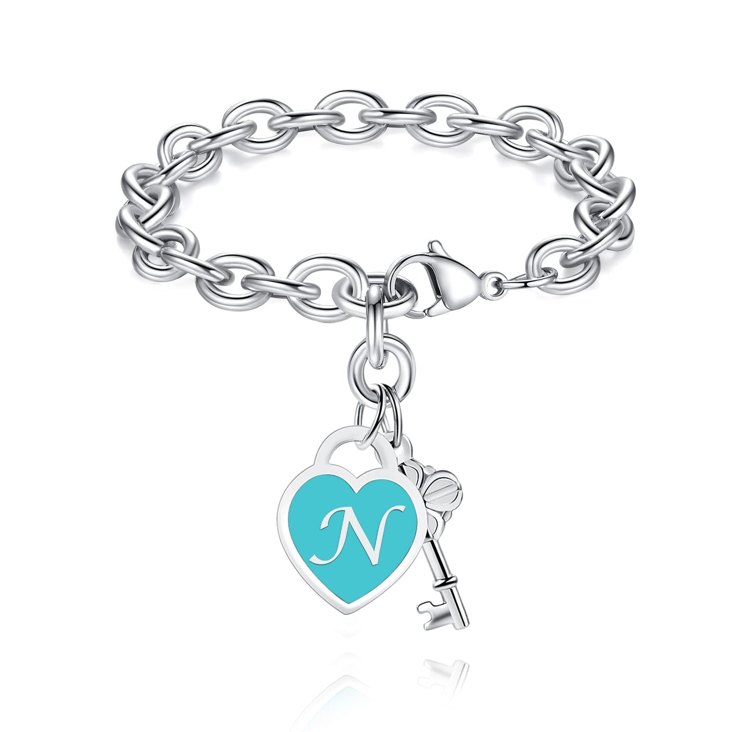 26 Letters Heart Bracelet Initial Charm Bracelets for Teen Girls Women - Stainless Steel Jewelry Birthday Valentines day Christmas Gifts for Teenage Girls Women