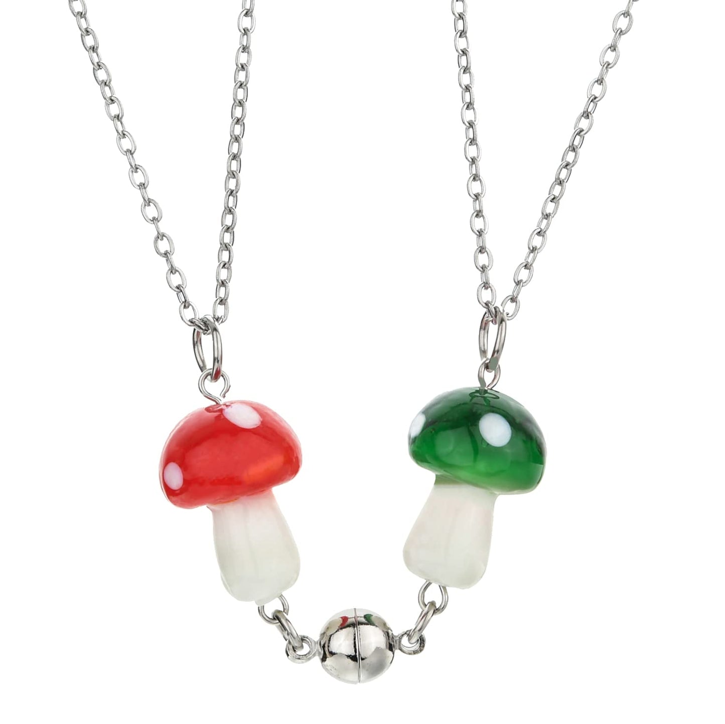 JSJOY Magnetic Mushroom Necklaces Cute Friendship Birthday Gifts for Women Teen Girls BFF Jewlery for Best Friends Bestie Sister