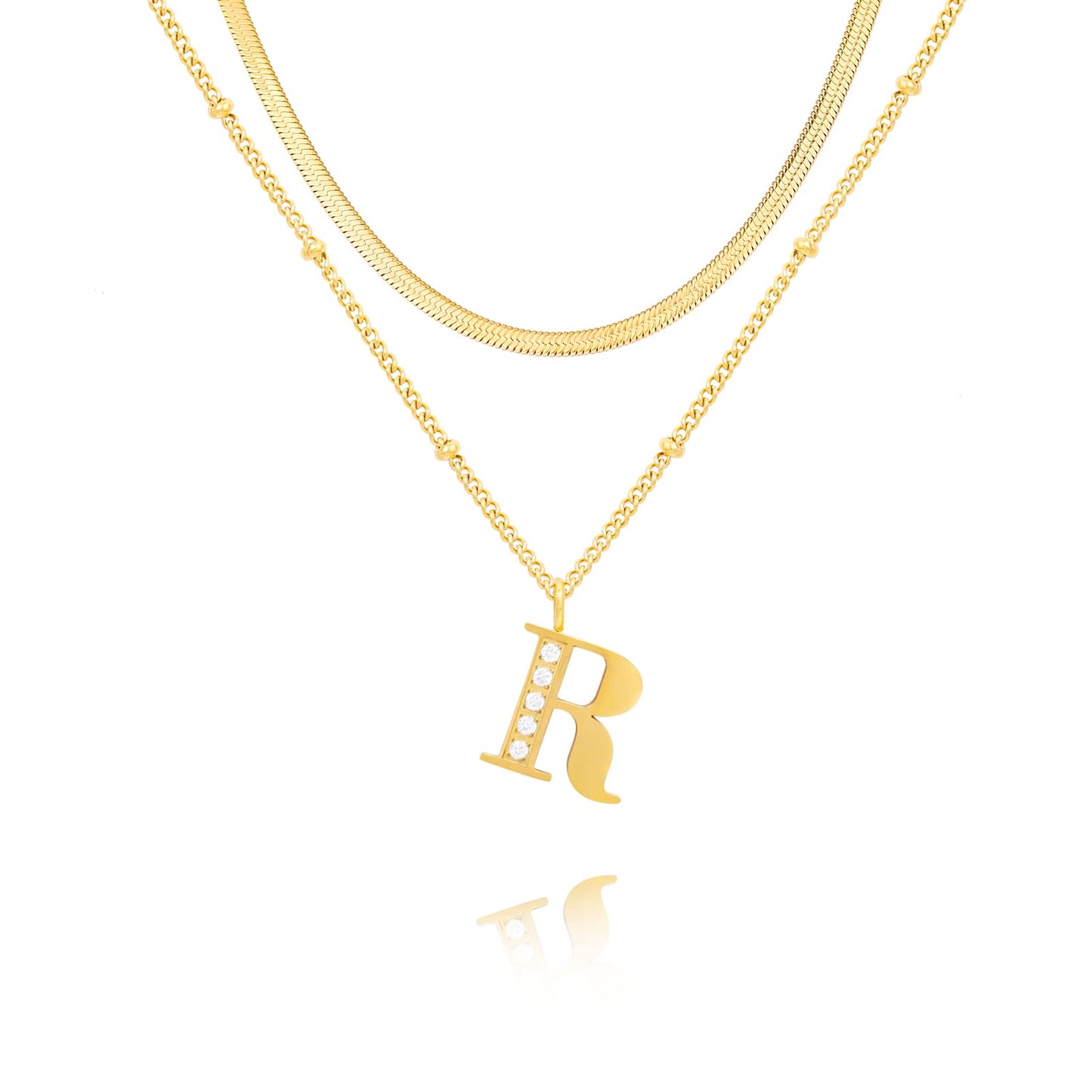 Dainty Gold Initial Necklaces For Women Trendy 14K Gold Chain Layered For Women With Initial Pendant Necklace Personalized Diamond Letter Necklace Jewelry For Women gift