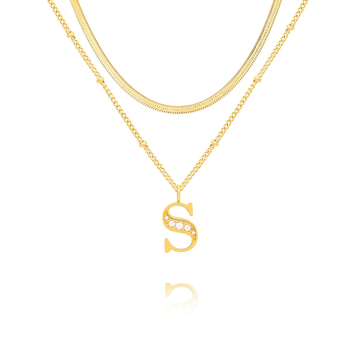 Dainty Gold Initial Necklaces For Women Trendy 14K Gold Chain Layered For Women With Initial Pendant Necklace Personalized Diamond Letter Necklace Jewelry For Women gift
