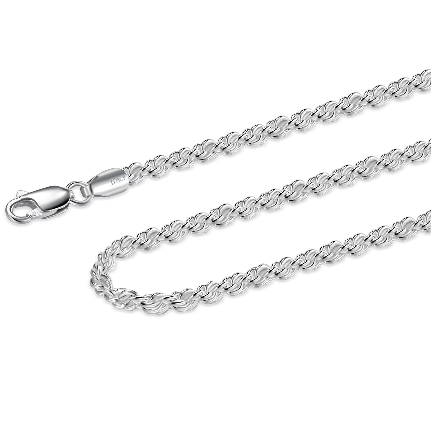 JSJOY 925 Sterling Silver Necklace Rope Chain Lobster Clasp 2.5mm Silver Chain for Women Silver Necklace Chain 16-30 Inches