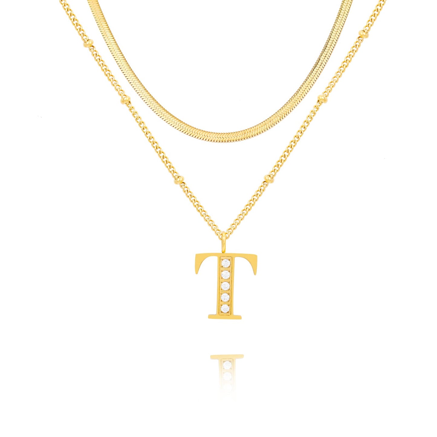 Dainty Gold Initial Necklaces For Women Trendy 14K Gold Chain Layered For Women With Initial Pendant Necklace Personalized Diamond Letter Necklace Jewelry For Women gift