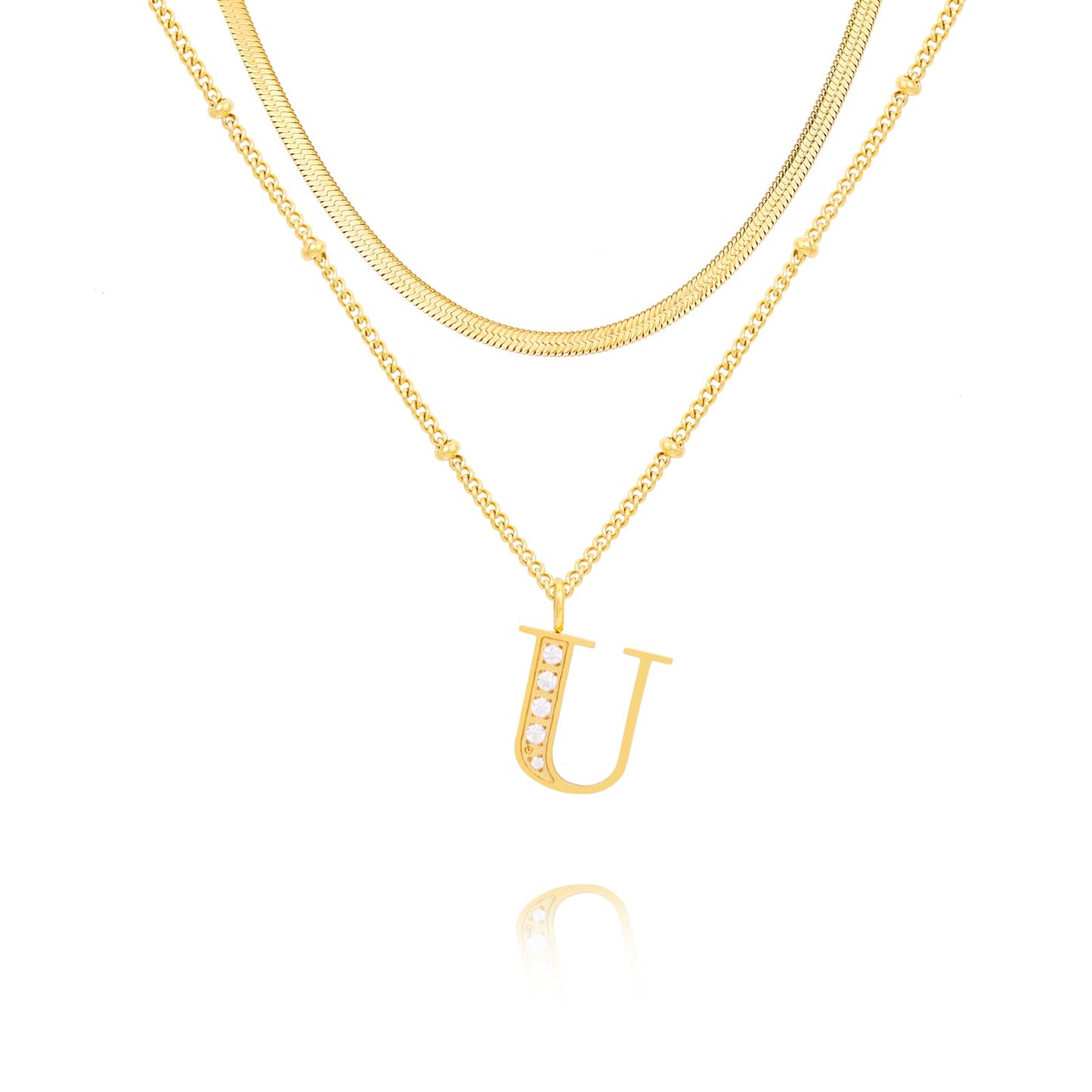 Dainty Gold Initial Necklaces For Women Trendy 14K Gold Chain Layered For Women With Initial Pendant Necklace Personalized Diamond Letter Necklace Jewelry For Women gift