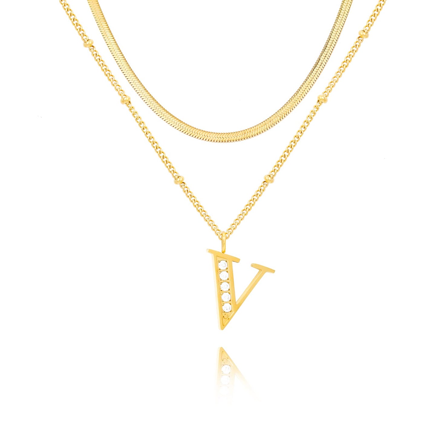 Dainty Gold Initial Necklaces For Women Trendy 14K Gold Chain Layered For Women With Initial Pendant Necklace Personalized Diamond Letter Necklace Jewelry For Women gift