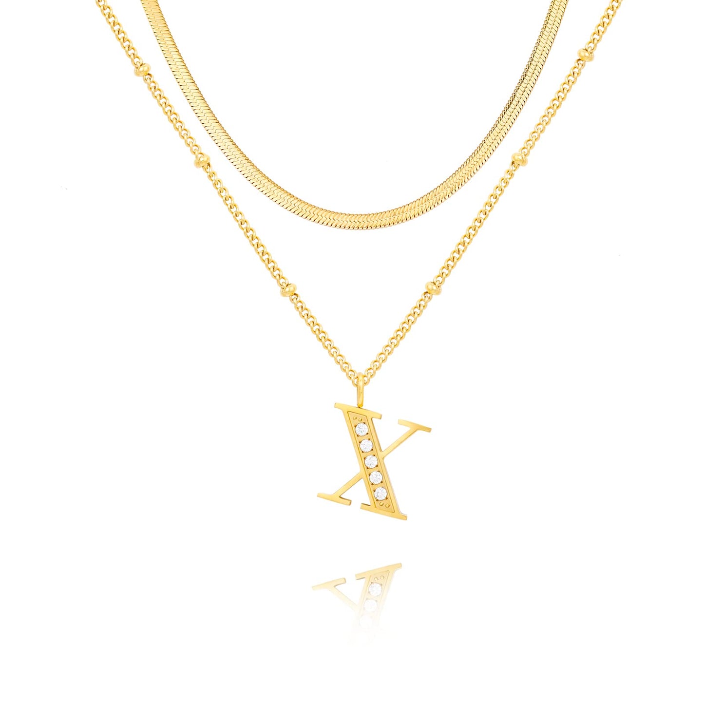 Dainty Gold Initial Necklaces For Women Trendy 14K Gold Chain Layered For Women With Initial Pendant Necklace Personalized Diamond Letter Necklace Jewelry For Women gift