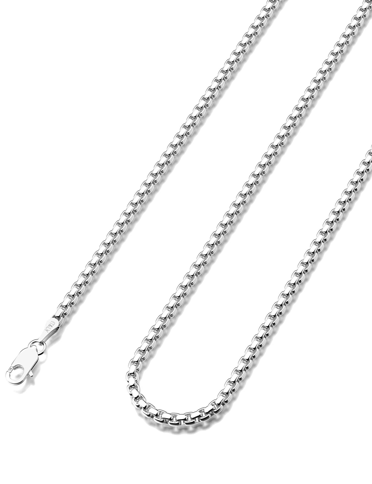 JSJOY 925 Sterling Silver Necklace Rope Chain Lobster Clasp 2.5mm Silver Chain for Women Silver Necklace Chain 16-30 Inches