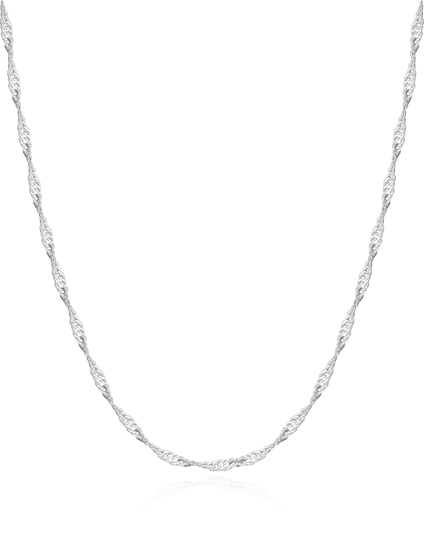 JSJOY 925 Sterling Silver Necklace Rope Chain Lobster Clasp 2.5mm Silver Chain for Women Silver Necklace Chain 16-30 Inches