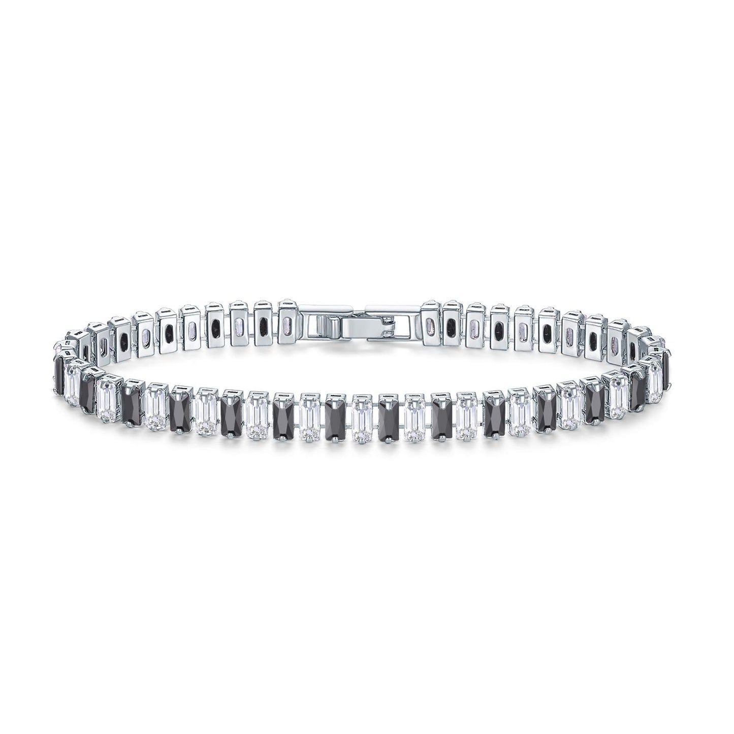 JSJOY Adjustable Tennis Bracelets for Women Teen Girls Rainbow Cubic Zirconia Bracelet 14K White Gold Plated Hypoallergenic Slider Bracelet Jewelry Gift