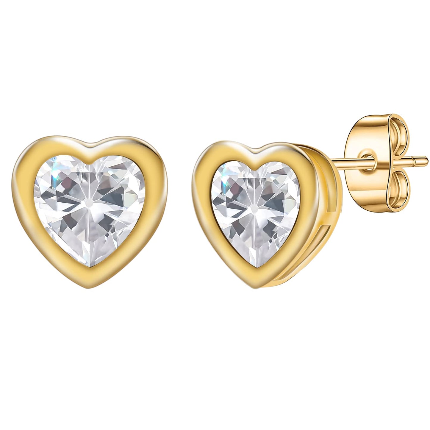 Gold Stud Earrings for Women 14k Gold Plated Silver Rose Gold Cute Pearl Heart Mushroom Evil Eye Starfish Snowflake Crescent Moon Star Dainty Fashion Diamond Small Trendy Earings Hypoallergenic for Teen Girls Jewelry Gifts