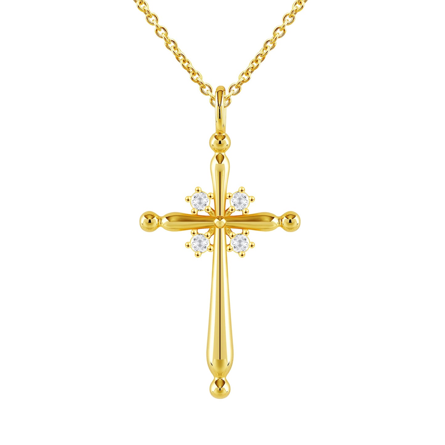 18k Gold Plated Women Cross Necklace for Trendy Gold Cross Pendant Chain for Girls Crucifix Necklace for Women Religious Gifts Christian Faith Necklace Jewelry