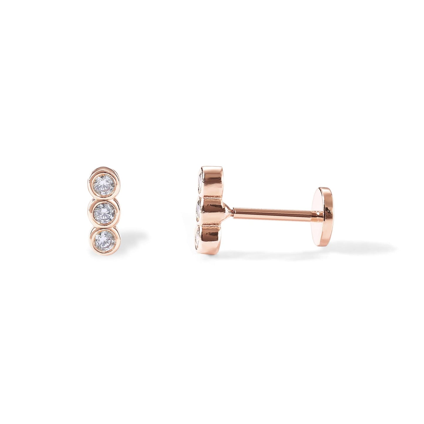 JSJOY 14K Gold Plated Solid 925 Sterling Silver Post Flat Back Stud Earrings for Women Cartilage Helix Piercing