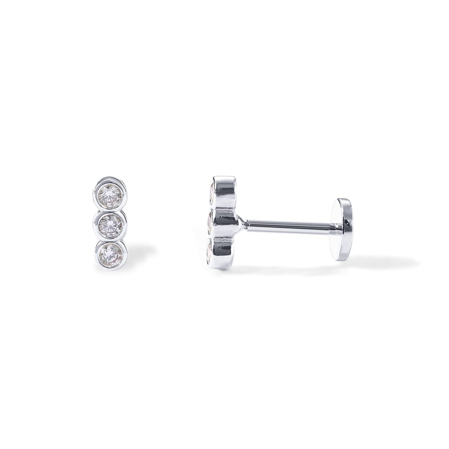 JSJOY 14K Gold Plated Solid 925 Sterling Silver Post Flat Back Stud Earrings for Women Cartilage Helix Piercing