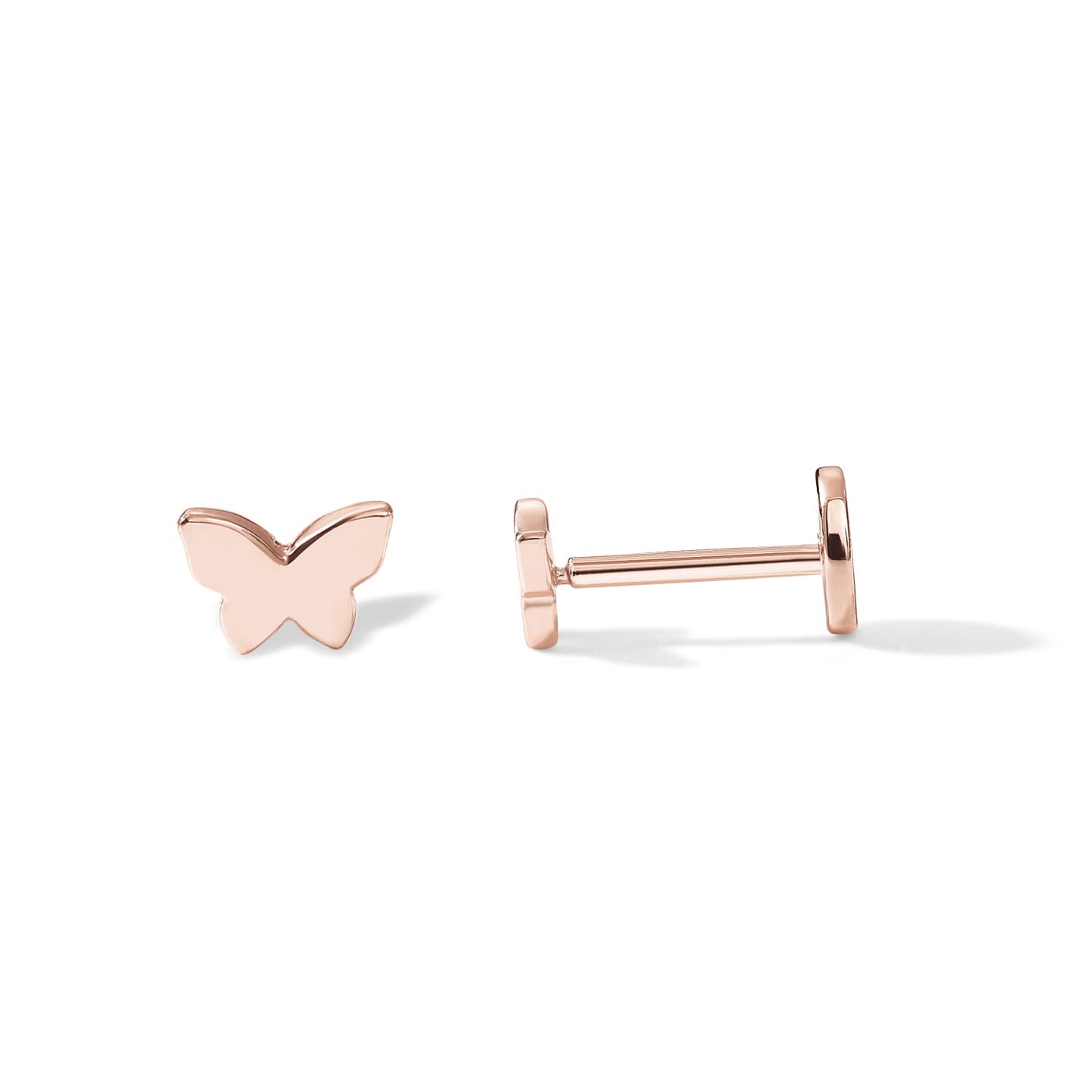 JSJOY 14K Gold Plated Solid 925 Sterling Silver Post Flat Back Stud Earrings for Women Cartilage Helix Piercing